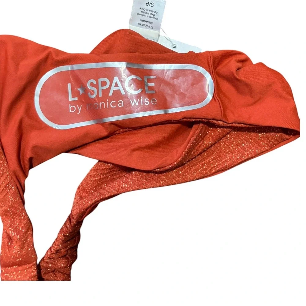 L*Space Leonie Bikini Bottom Full‎ Coverage Mahogany Shimmer Chevron Small NWT